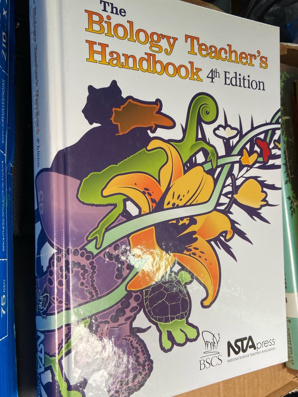 Biology book orange tiger lily flower Floral green turtle butterfly chameleon hc